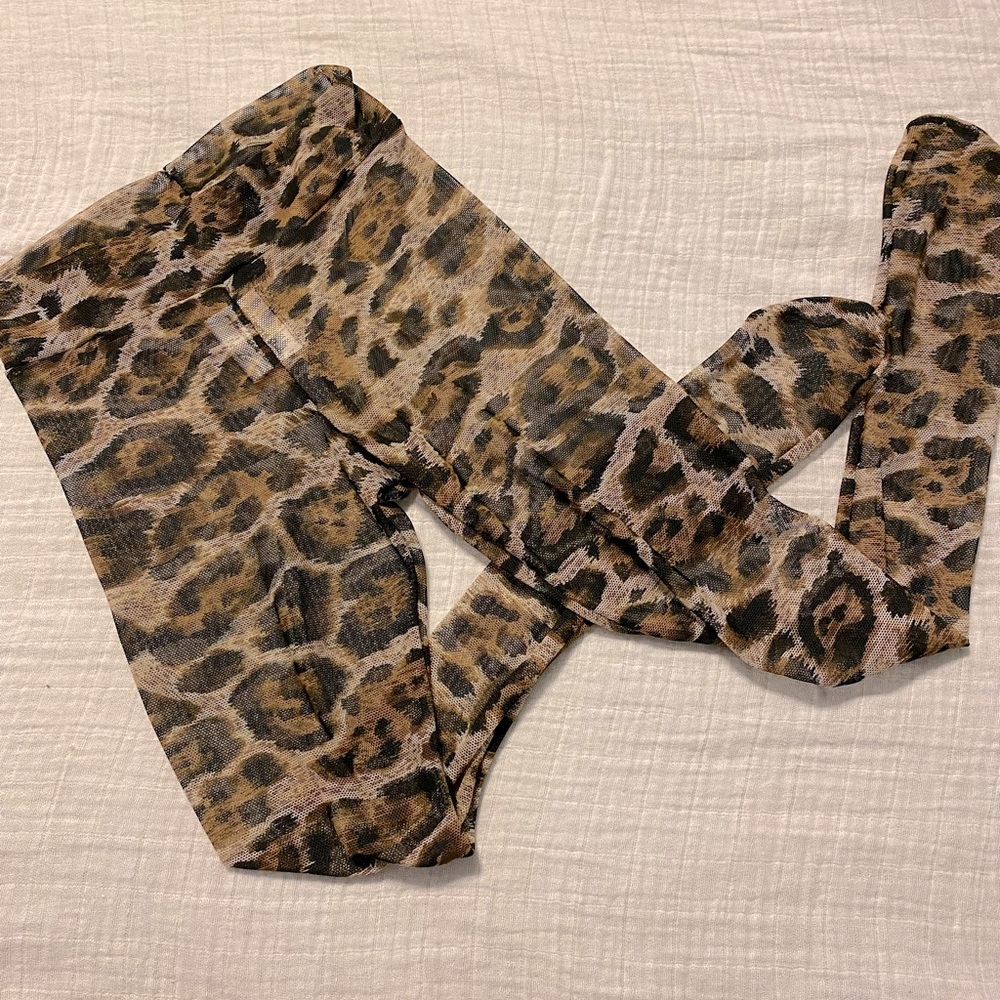 Sunflowers & Skulls Leopard Tights 3T